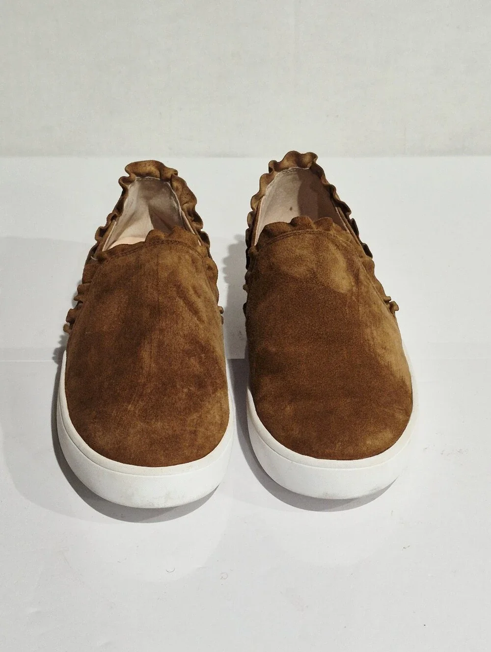 kate spade Brown Suede Slip-On Sneakers with Ruffle Trim Size 11